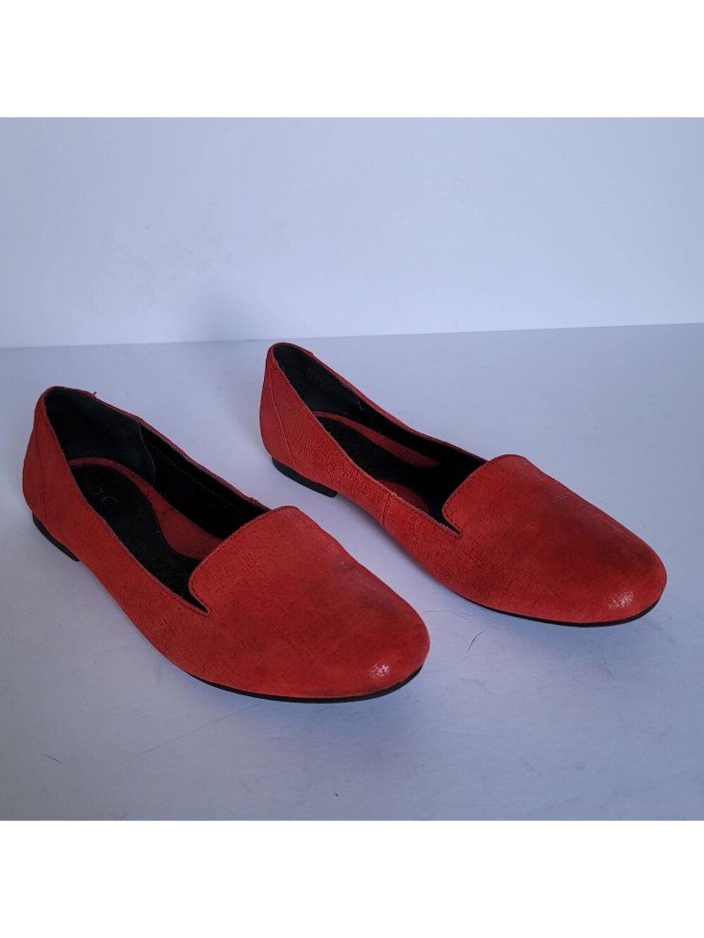 Børn Red Leather Smoking Loafers Women’s 9 / 40.5 Ballet Flats Slip On Shoes